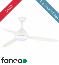 Fanco Breeze 3 Blade 52" AC Ceiling Fan with 18W LED Light and Wall Control in White